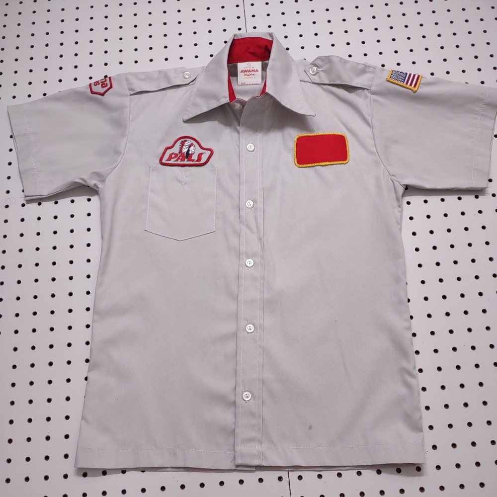 Awana Uniform Button Up with Patches, Size Small